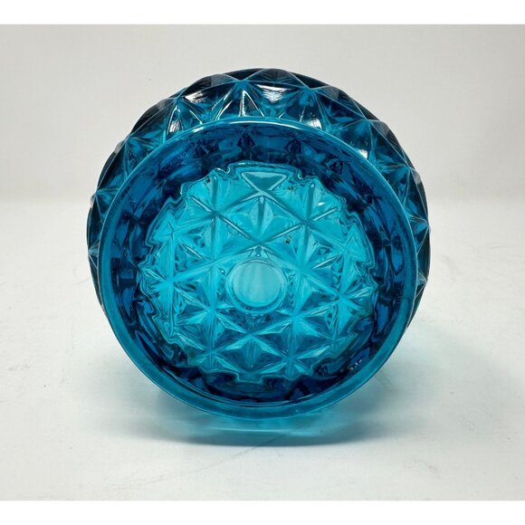 L.E. SMITH NESTING TRIANGLE 14.5" Swung Vase #1153 PEACOCK BLUE Fayette Glass - Picture 6 of 11